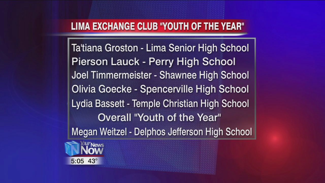 Lima Exchange Club recognizes Youth of the Year